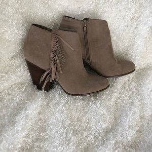 High heel tan booties